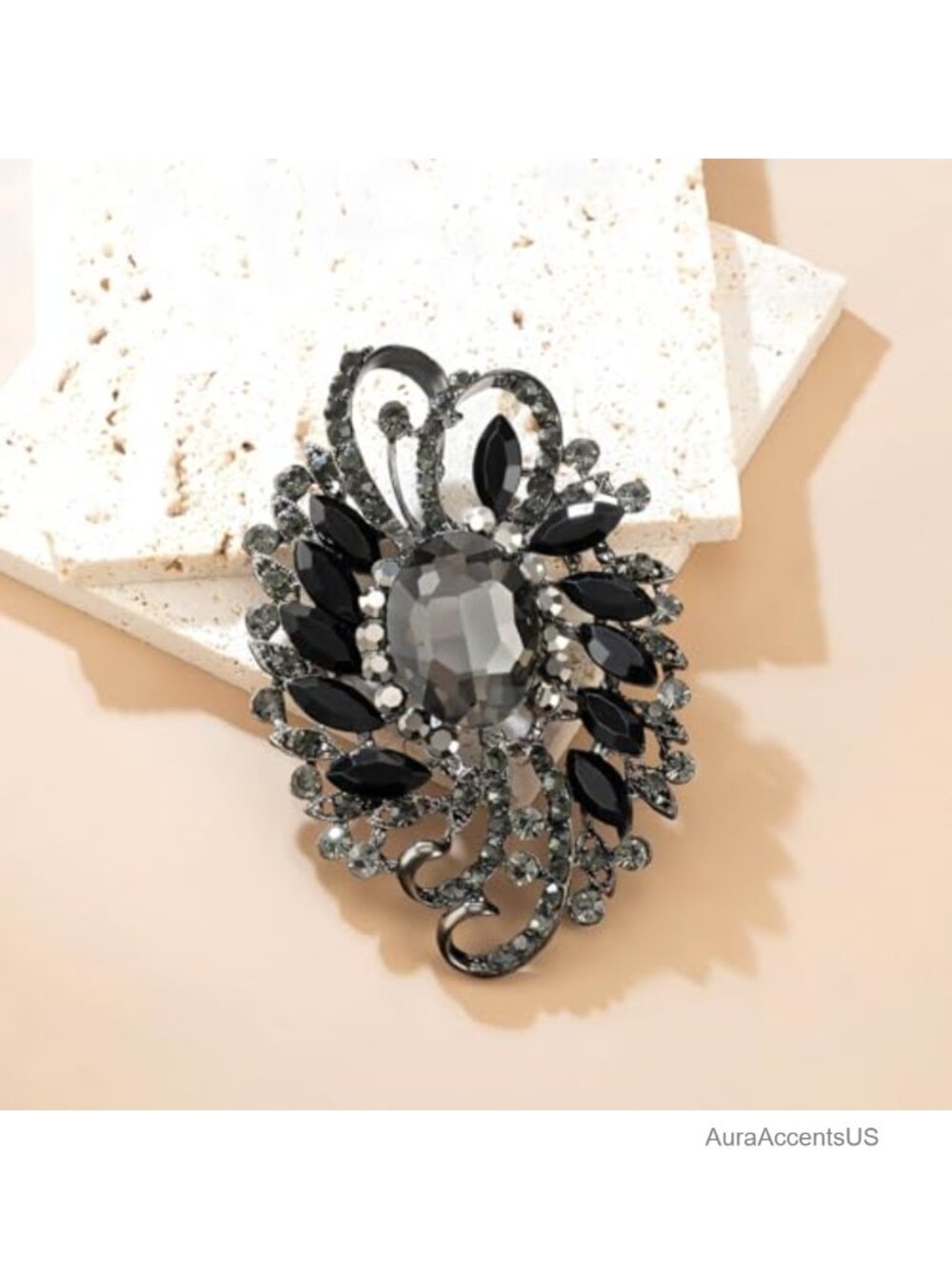 Large Crystal Floral Brooch Pin for Women Dress Hat Shawl Decoration - Picture 4 of 6
